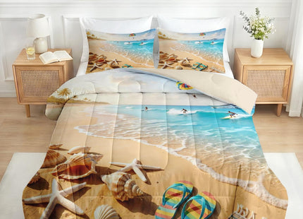 Nesker Full Comforter Set, 3 Pieces Beach Surfing Bedding, All Season
