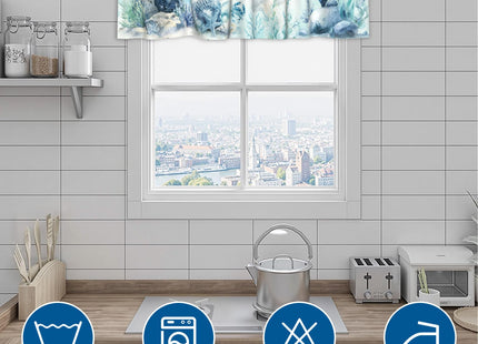 Kapok Quadrant Coastal Valance for Windows - Blue Sea Turtle Valance Curtain 54"x18" Short Curtain Window Treatment for Kitchen Living Room Bathroom Bedroom