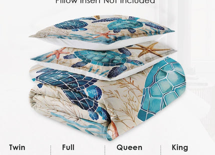 WeCozy Full Comforter Set, 3 Pieces Blue Ocean Bedding Set