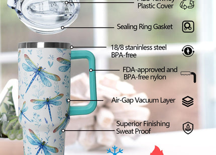 wmvhdiw 30 oz Dragonfly Stainless Steel Tumbler with lid and Straw CoffeeTravel Mug Cup Water Botter, Dragonfly Gifts for Women