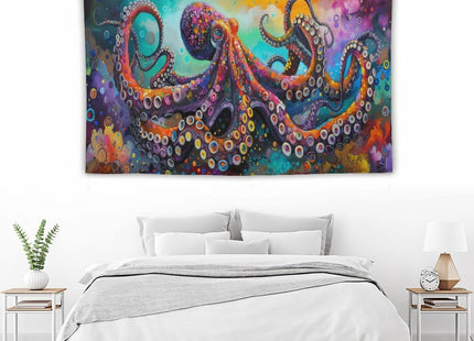 yowecso Octopus Tapestry Octopus Tapestries Ocean Navy Coastal Fabric Wall Hanging Aesthetic Space Indoor Outdoor Wall Art Tablecloth Bedspread for Bedroom Dormitory Living Room Home Decor 60"x90"