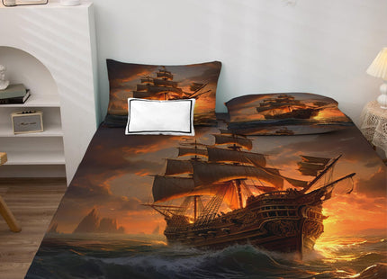 zcsm Nautical Sheets Twin Sheet Set - Sailboat Bed Sheets, Soft Microfiber & Deep Pocket & Wrinkle Free Patterned Bedding Sheets & Pillowcases, 3 Piece (1 Fitted Sheet, 1 Flat Sheet, 1 Pillow Case)