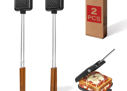 CASTIVO Mountain Pie Maker Cast Iron, Campfire Pie Iron, Hobo Pie Maker for Camping, 2-Pack