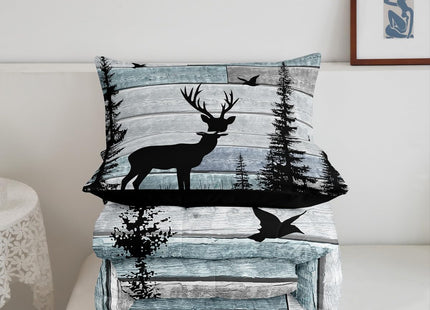 Western Bedding Set for Men Women,Rustic Deer Comforter Sets for Boys Teens Kids,Cabin Farmhouse Hunting Quilt King Size,Pine Trees Rustic Striped Down Comforter Set Wildlife Animal Print Duevt Insert