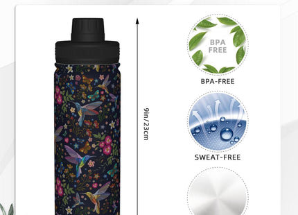 Hummingbird Gifts For Women, Hummingbird Lovers, Hummingbird Water Bottle, 18oz Stainless Steel Insulated Tumbler, Unique Birthday Christmas Gift for Women Men