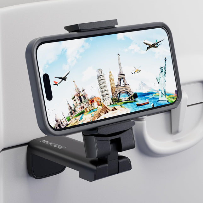 MiiKARE 2027 Airplane Phone Holder Mount, Plane Travel Essentials, Black