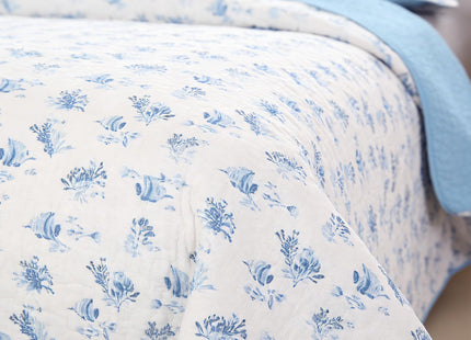 WINLIFE Blue Ocean Themed Coastal Quilt Set 100% Cotton, Queen 90''x98''