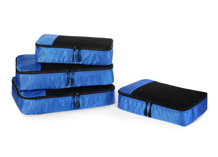 Amazon Essentials 4-Piece Packing Cubes Travel Accessories Set, Space-Saving Luggage Organizer with Double Zipper, Mesh Top, 2 Medium/2 Large, Blue (Previously Amazon Basics)