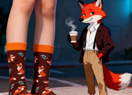 Zmart Fox Socks for Women Men - Cool Red Fox Themed Gifts for Adults