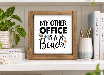 pechpell Beach Office Decor Wooden Sign Coastal Wall Art for Shelf Desk
