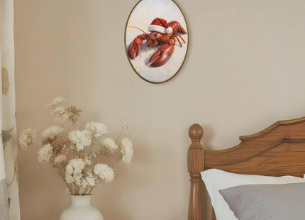 LKETW Christmas Beach Lobster Oval Wall Art Canvas Hanging Decor 8.6x11.4