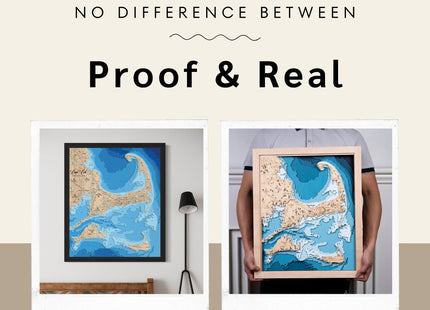 Personalized 3D Wood Map - Lake Depth Map Art - -Layer Handcraft Nautical Decor - Rustic Wall Art for Lake House, Cabin - Gifts for 5th Anniversary, Father’s Day, Christmas, Housewarming