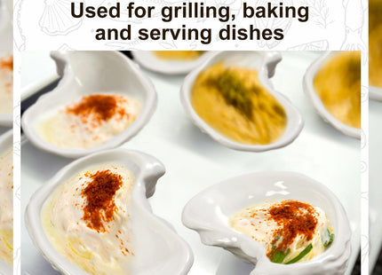 Reallnaive 6 Pcs Ceramic Oyster Shells Reusable Oyster Grilling Shells Large Clam Baking Dish Platter Plate for Cooking Shrimp Scallops Clams Seafood of All Kind