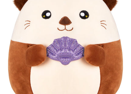 Glow Guards 12” Sea Otter Plush with Fuzzy Ears, Cute Otter Stuffed Animal, Kawaii Otter Plush Toys with Glitter Purple Seashell, Otter Toys Gift