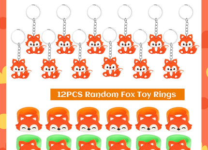 Fox Party Favors, 132PCS Fox Themed Birthday Party Supplies, Fox Gifts Goodie Bag Stuffers Stickers Stamps Toys Pinata Prizes for Jungle Safari Party Woodland Creatures Fox Birthday Party Decorations