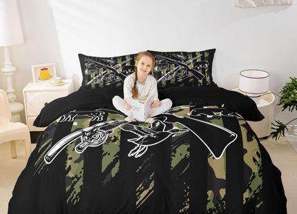 Erosebridal Hunting American Flag Bedding Set for Hunter,Camo Bear Deer Duck Twin Comforter Cover for Men Fishing Bass Fish Duvet Cover Army Green Camouflage Animals Bed Set 1 Pillow Case