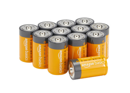 Amazon Basics 12-Pack D Cell Alkaline Batteries, 1.5 Volt, 5-Year Shelf Life, Long-Lasting Power, Reliable for Clocks and Emergency Use