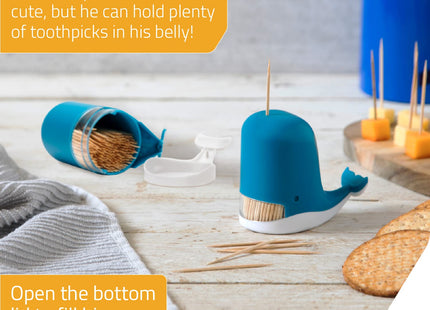 PELEG DESIGN Jonah Toothpick Holder - Cute Whale Toothpick Dispenser - Fun and Decorative Plastic Toothpick Holder for Easy Access During Meals or Gatherings