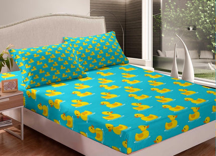 Erosebridal Cartoon Animal Sheet Set for Kids Boys Girls Toddler,Cute Duck Bed Sheets,Goose Duck Bedding Set Twin,Cabin Lodge Farmhouse Fitted Sheet + Top Sheet + 1 Pillowcase Bedroom Decor