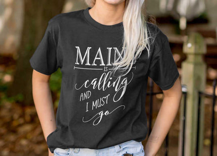 Brisco Brands Maine is Calling and I Must Go Womens Graphic T Shirt Tees Black