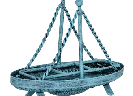 OwlGift Metal Sailboat Shaped Napkin Holder, Tabletop Paper Towel Dispenser, Mail Letter Sorter Rack, Document File Storage - Turquoise
