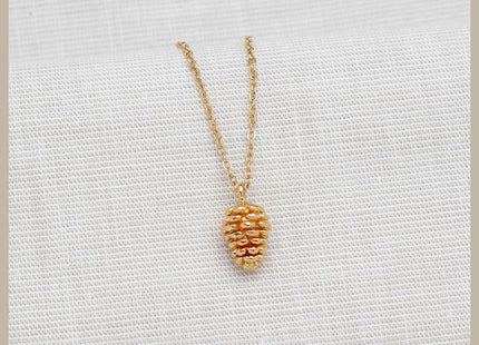 LUUK LIFESTYLE Stainless Steel Necklace with Pinecone Pendant, Gold