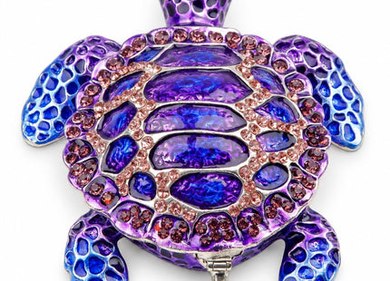 SEVENBEES Purple Sea Turtle Figurine Decorative Jewelry Boxes Hinged Trinket Box Sea Turtle