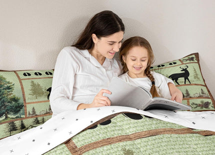 Moose Bear Pine Comforter Set Twin Size Girls Boys Kids Bedding