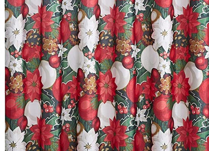 Christmas Vintage Poinsettia Pinecone Fabric Shower Curtain for Bathrooms