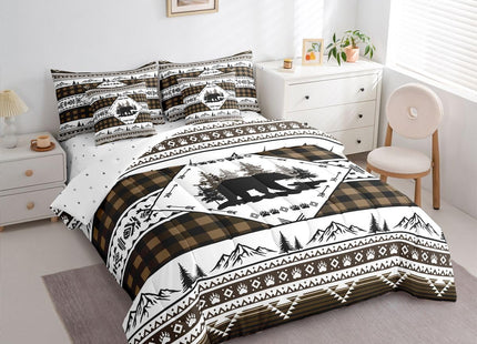 Feelyou Bear Comforter Set with Sheets 7 Piece Queen Size Rustic Cabin