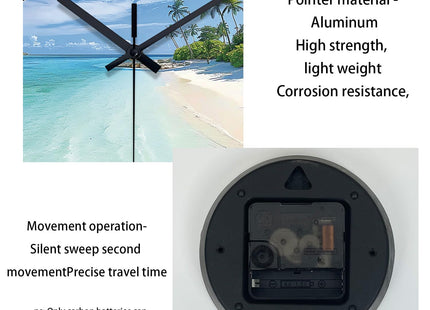 XFM Blue Beach Wall Clocks Battery Operated 12 Inch Coastal Nautical