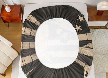 Erosebridal Duck Hunting Bed Sheets Retro Black White American Flag Full Sheet Set for Teen Boys Men,Wildlife Animal Bedding Set Hunting Flag Fitted Sheet + Flat Sheet + 2 Pillow Cases