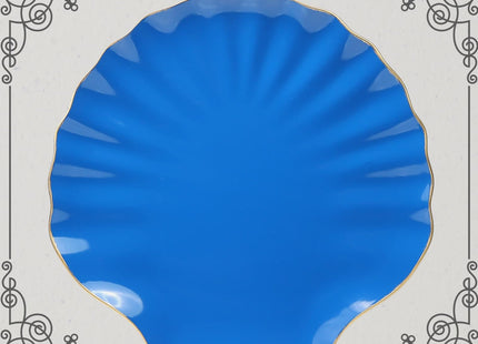 Spsyrine Blue Charger Plates, 13" Set of 6 Scalloped Seashell Plastic Table Chargers for Dinner Plates, Wedding, Thanksgiving Christmas Events, Party, Tabletop Decor. BK6RB