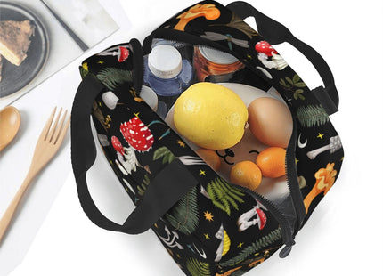 Siiuuol Wild Forest Mushrooms Moth Moon Insulated Lunch Bag