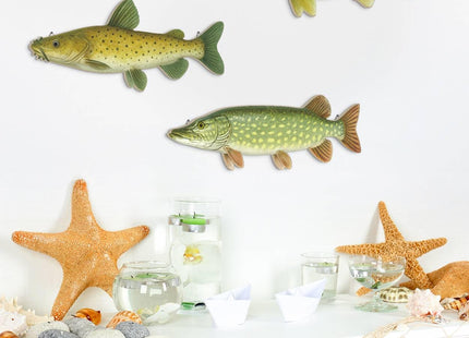 Putuo Decor 3 Pcs Beach Wall Decor Wooden Fish Wall Decoration Nautical Wall Art for Coastal Living Room Bathroom Lake House