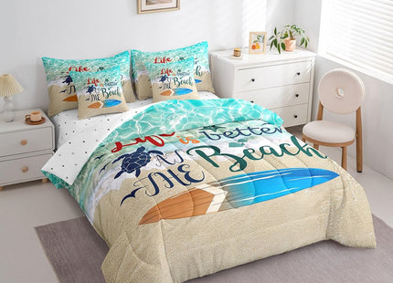 Erosebridal Nautical Ocean Comforter Set,Summer Beach Bed in A Queen