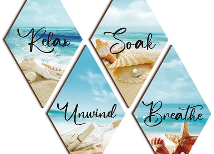 FairySandy 4 Pcs Sea Bathroom Wall Decor Seashell Restroom Wall Art