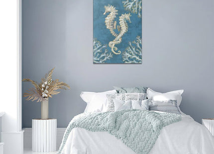 yowecso Seahorse Wall Art Ocean Coastal Decor Canvas Print 16" L x 12" W