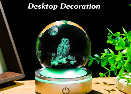 Arikyrist Glass 3D Owl Figurine 3.15in. Ball Gifts for Women Men Owl Lovers