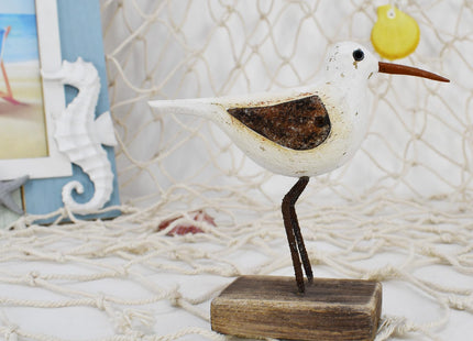 Wood Seagull Statue Beach Table Decor for Home 4.1" Rustic Beach Bird Decor
