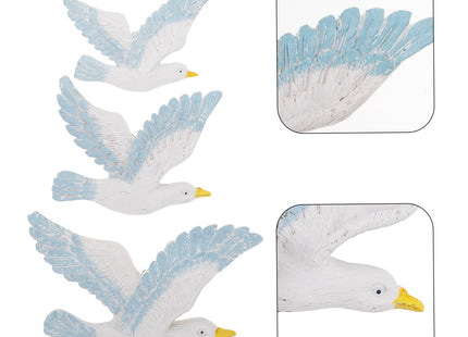 HEALLILY Mediterranean Style Seagull Wall Hanging Decoration 3Pcs Resin Seabirds Nautical Wall Sculptures Coastal Home Decor for Living Room Bar Cafe