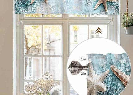 EwdeWwo Nautical Coastal Valance for Windows, Beach Sea Starfish Ocean Theme Rod Pocket Curtain Valances for Living Room Bathroom Underwater World Window Treatment Valances 54" W x 18" L, 1 Panel