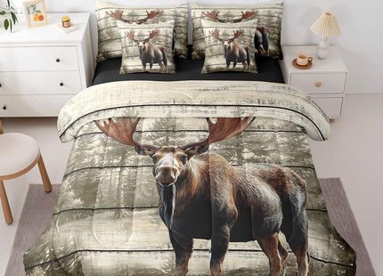 Feelyou Cabin Rustic Deer Comforter Set Queen Size Soft 7 Pieces Hunting