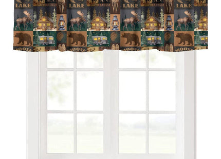 SHElifestyle Rustic Moose Deer Valance, Retro Rustic Vintage Bear Cottage Country Style Rustic Cabin Mountain Farmhouse Windows Curtain Valance for Study Bedroom Living Room, One Panel 54x18in