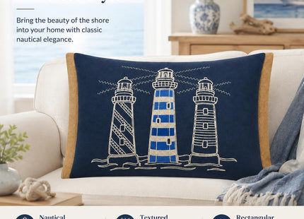 Comfy Hour 18 x 13 Inch Nautical Pillow, Lighthouse Throw Pillow