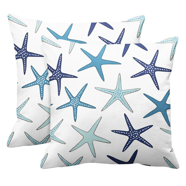 Emvency Set of 2 Beach Ocean Coastal Throw Pillow Covers Starfish Decorative Pillow Cases Home Decor