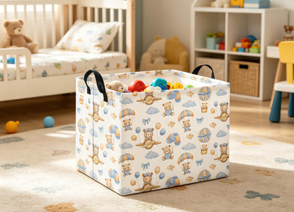 TIBAOLOVER Rectangular Baby Kids Storage Basket for Home Kitchen Girls Cute Toy Storage Bin Organizer Shelf Book Room Decor(Bear Pilot)