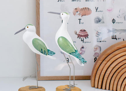 HEALLILY 2pcs Coastal Decor Wooden Seagull Figurine Bird Statue Nautical Coastal Ocean Home Decoration Green