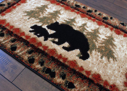 Masada Masada Rugs 2'x3' Cabin/Lodge Theme Area Rug with Bear and Cub Scene