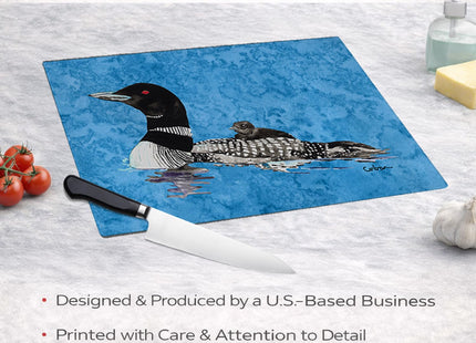 Caroline's Treasures 8718LCB Momma and Baby Loon Glass Cutting Board Large Decorative Tempered Glass Kitchen Cutting and Serving Board Large Size Chopping Board